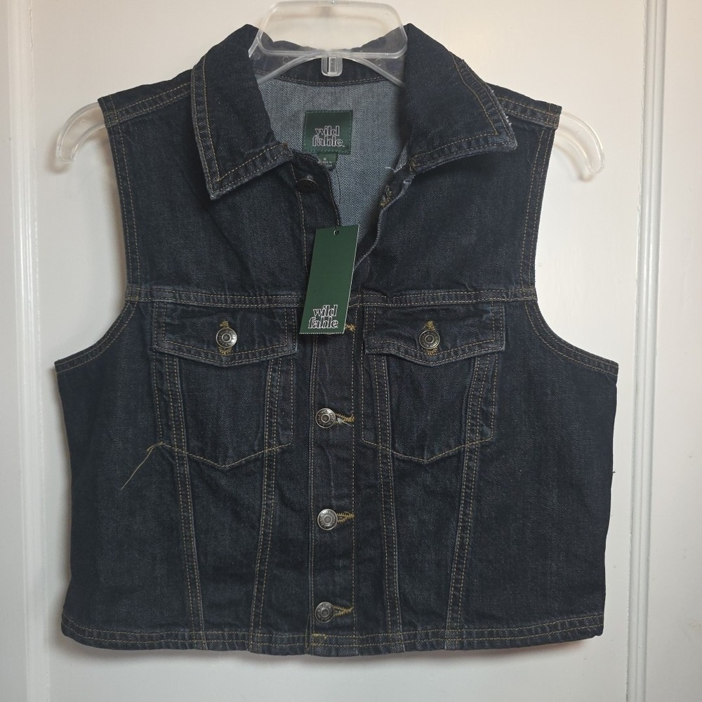 Women's Blue Denim Utility Jean Jacket - Wild Fable Medium